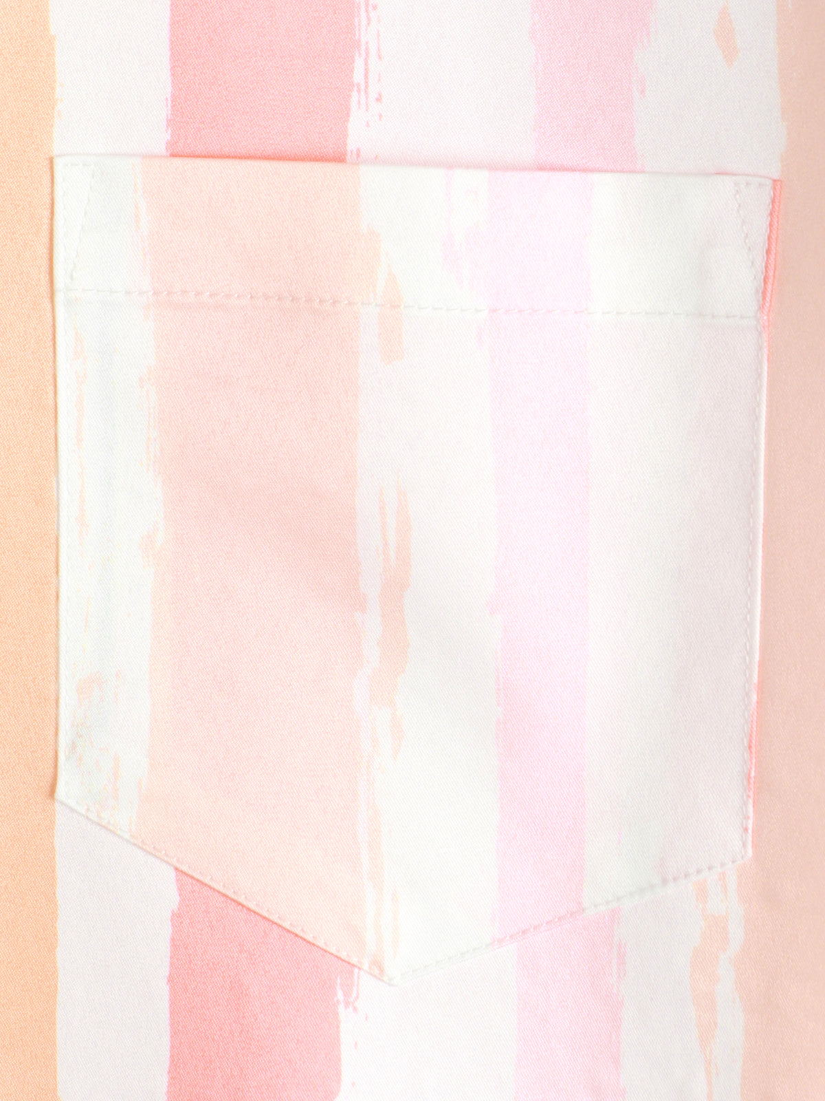Pink and White Vertical Striped Button-Up Rainbow Short-Sleeve Summer Shirt