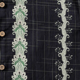 Vintage Hawaiian Style Striped Botanical Pattern Shirt