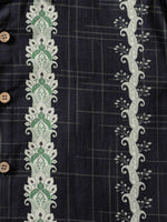 Vintage Hawaiian Style Striped Botanical Pattern Shirt