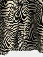 Vintage Summer Tiger Print Short-Sleeve Button-Up Shirt