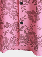 Hawaiian Short-Sleeve Button Breathable Shirt, Pink Floral Print
