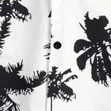 White Hawaiian Short Sleeve Shirt with Tropical Palm Print