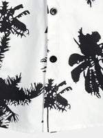 White Hawaiian Short Sleeve Shirt with Tropical Palm Print