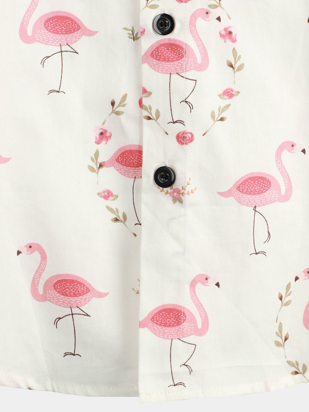 Casual Shirt with Pink Flamingo Print, Short Sleeves