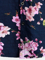 Men's Cotton Short-Sleeve Shirt with Floral Pattern