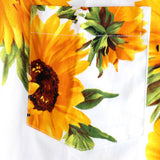 Short-Sleeve Vintage Art Button Pocket Sunflower Shirt