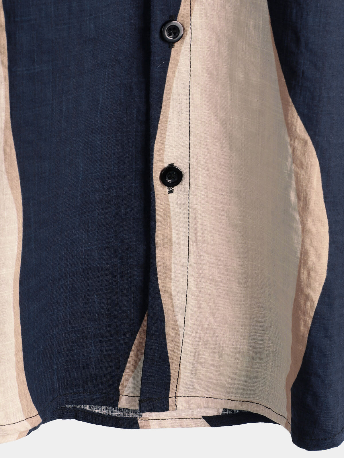 Navy Button-Up Short Sleeve Casual Striped Shirt