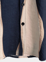 Navy Button-Up Short Sleeve Casual Striped Shirt