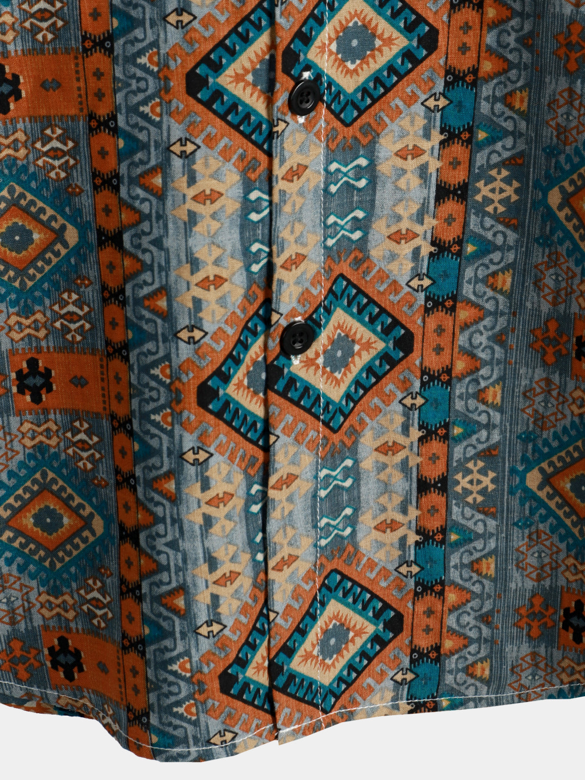 Retro 70s Patchwork Vintage Button-Up Short Sleeve Shirt
