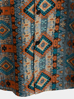 Retro 70s Patchwork Vintage Button-Up Short Sleeve Shirt