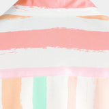 Pink and White Vertical Striped Button-Up Rainbow Short-Sleeve Summer Shirt