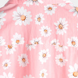 Men's Hawaiian-Style Cotton Short-Sleeve Shirt in Pink with Daisies