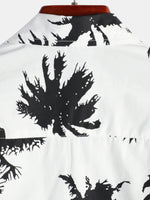 White Hawaiian Short Sleeve Shirt with Tropical Palm Print