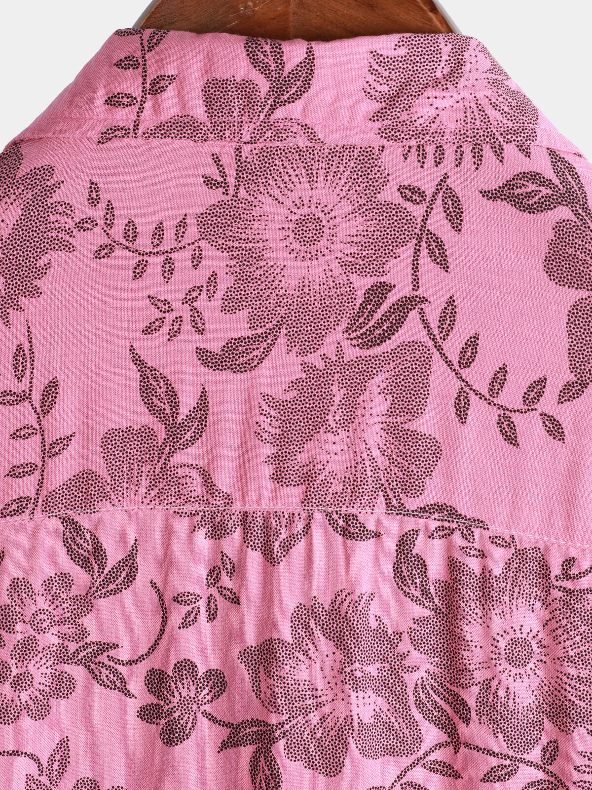 Hawaiian Short-Sleeve Button Breathable Shirt, Pink Floral Print
