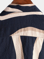 Navy Button-Up Short Sleeve Casual Striped Shirt