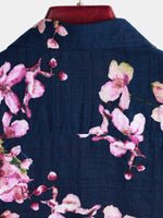 Men's Cotton Short-Sleeve Shirt with Floral Pattern