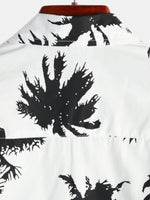 White Short Sleeve Summer Shirt in Hawaiian Style with Tropical Pattern for Men