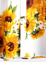 Short-Sleeve Vintage Art Button Pocket Sunflower Shirt