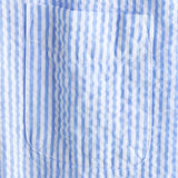 Blue Striped Cuban Collar Short-Sleeve Beach Shirt