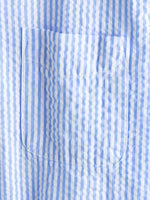 Blue Striped Cuban Collar Short-Sleeve Beach Shirt