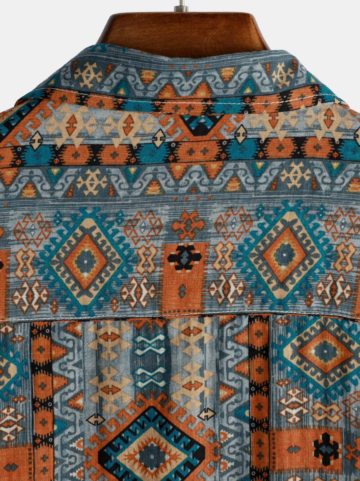 Retro 70s Patchwork Vintage Button-Up Short Sleeve Shirt