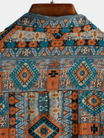 Retro 70s Patchwork Vintage Button-Up Short Sleeve Shirt