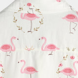 Casual Shirt with Pink Flamingo Print, Short Sleeves