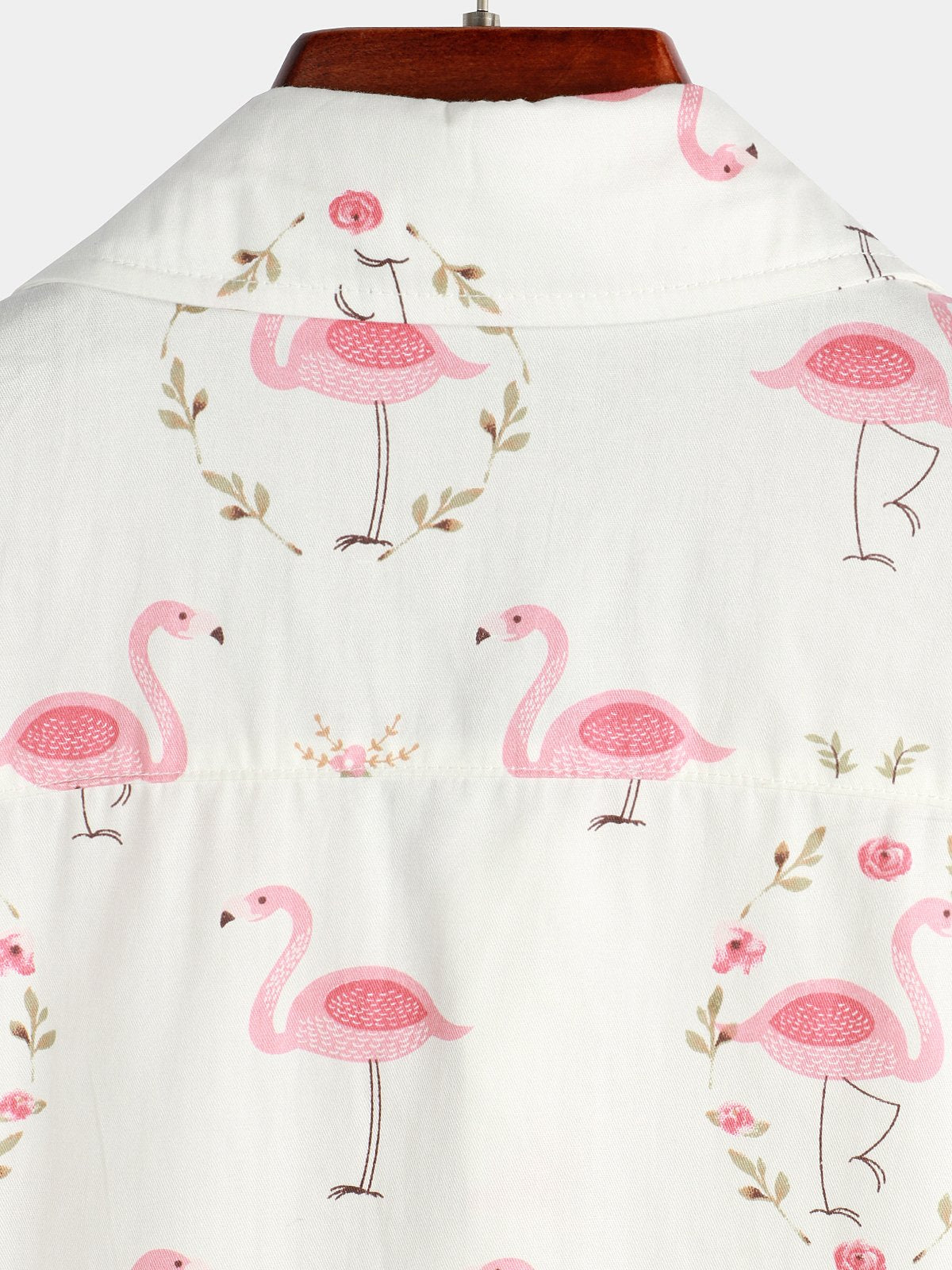 Casual Shirt with Pink Flamingo Print, Short Sleeves