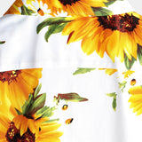 Short-Sleeve Vintage Art Button Pocket Sunflower Shirt
