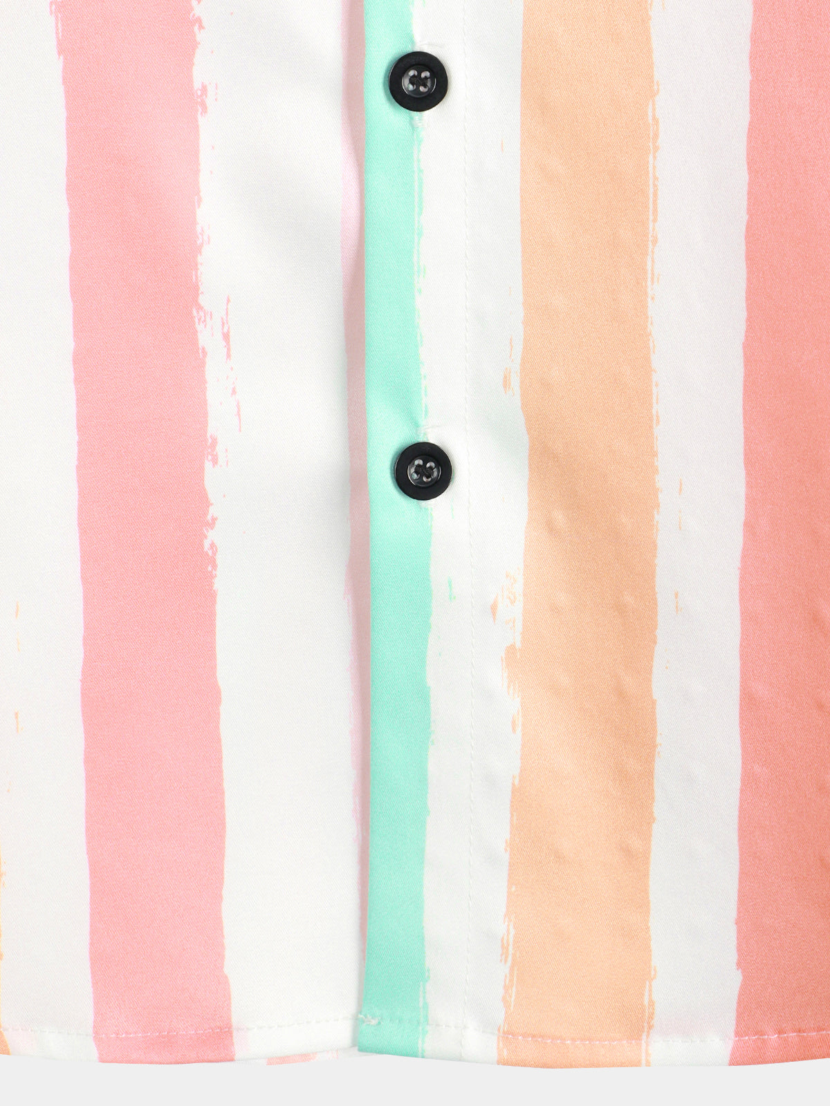 Pink and White Vertical Striped Button-Up Rainbow Short-Sleeve Summer Shirt