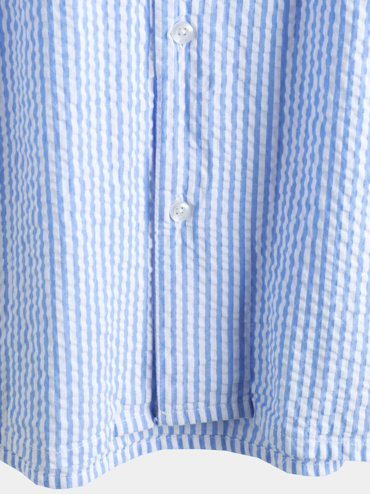 Blue Striped Cuban Collar Short-Sleeve Beach Shirt