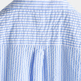 Blue Striped Cuban Collar Short-Sleeve Beach Shirt