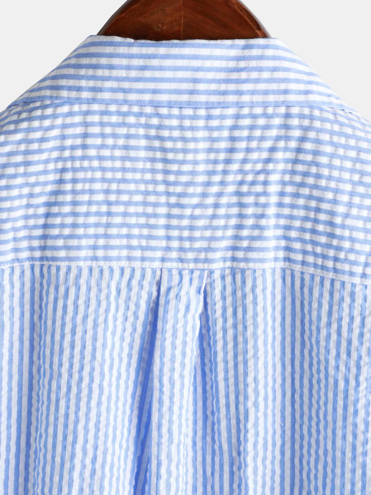 Blue Striped Cuban Collar Short-Sleeve Beach Shirt