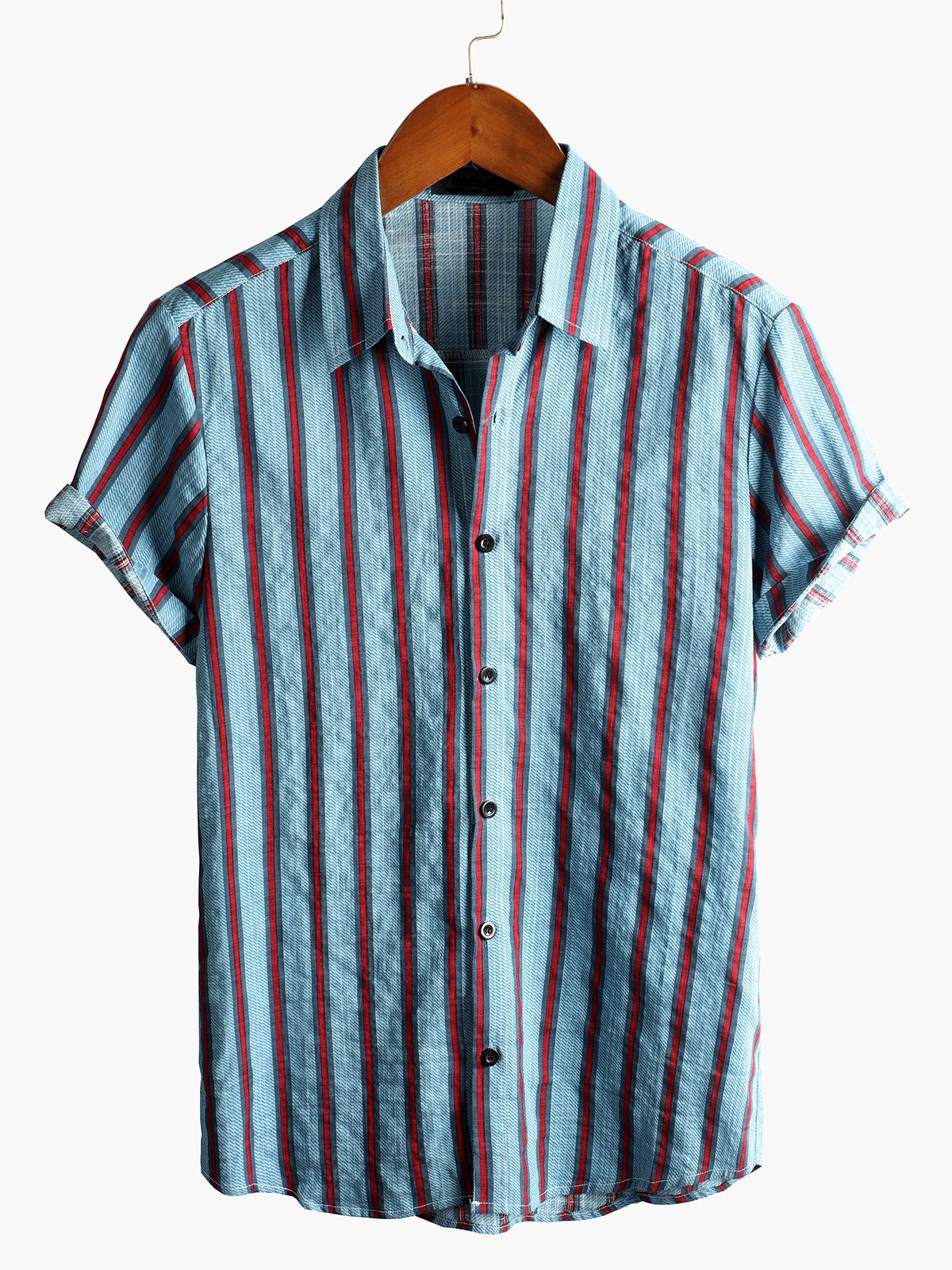 Striped Print Short-Sleeve Shirt