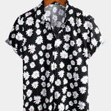 Hawaiian Flower Short Sleeve Shirt with Daisy Print