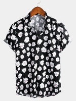 Hawaiian Flower Short Sleeve Shirt with Daisy Print