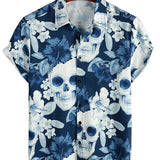 Hawaiian Shirt with Short Sleeves, Skull Pattern for Men