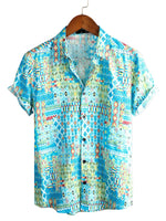 Men's Hawaiian Boho Cotton Shirt with Short Sleeve