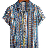 Retro Cotton Boho Shirt with Short Sleeves for Men