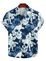 Men's Cotton Short-Sleeve Shirt with Pink Skull