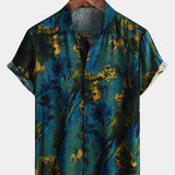 Hawaiian Short-Sleeve Button Shirt, Vintage Style, Breathable, for Vacation, Summer