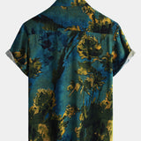 Hawaiian Short-Sleeve Button Shirt, Vintage Style, Breathable, for Vacation, Summer