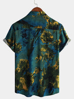 Hawaiian Short-Sleeve Button Shirt, Vintage Style, Breathable, for Vacation, Summer