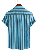 Men's Cotton Shirt with Pocket, Hawaiian Type, for Vacation, with Buttons and Short Sleeve