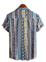 Retro Cotton Boho Shirt with Short Sleeves for Men