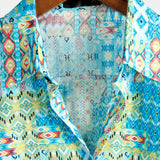 Men's Hawaiian Boho Cotton Shirt with Short Sleeve