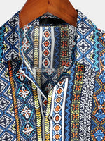 Retro Cotton Boho Shirt with Short Sleeves for Men