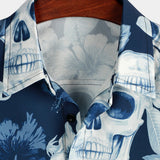 Hawaiian Shirt with Short Sleeves, Skull Pattern for Men