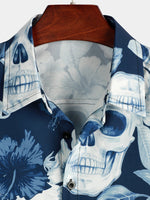 Hawaiian Shirt with Short Sleeves, Skull Pattern for Men