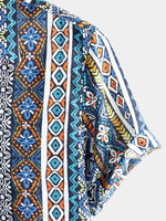 Retro Cotton Boho Shirt with Short Sleeves for Men